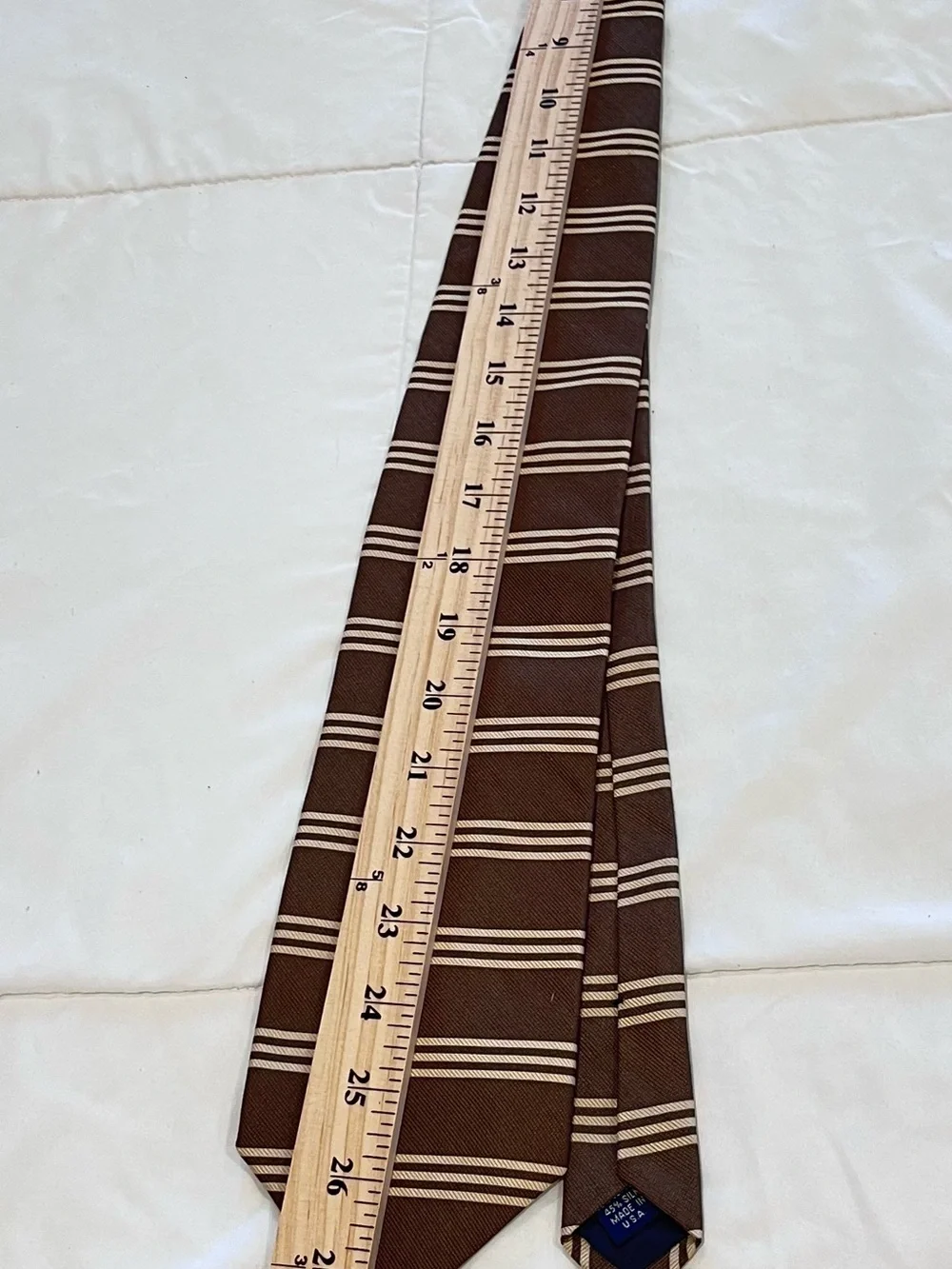Structure Silk & Cotton Neck  Tie Striped Brown Tan Stripes NWT